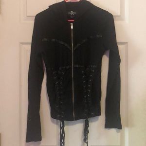 Royal Bones leather lace hoodie